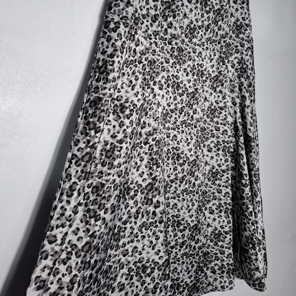 Status by Chenault Women Leopard Animal Print A-Line Slit Midi Skirt L Feminine - Picture 6 of 15